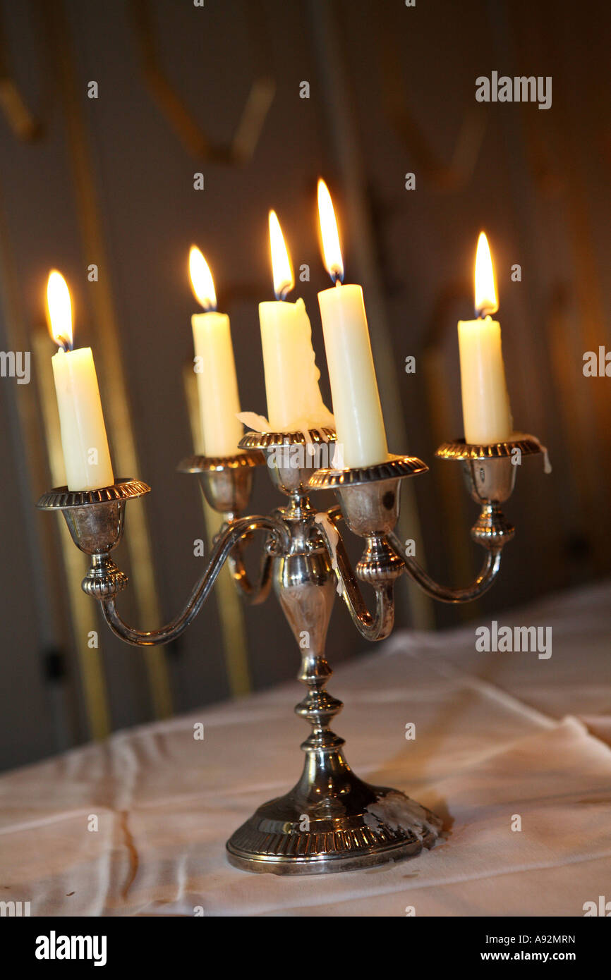 Silver candle holder Stock Photo