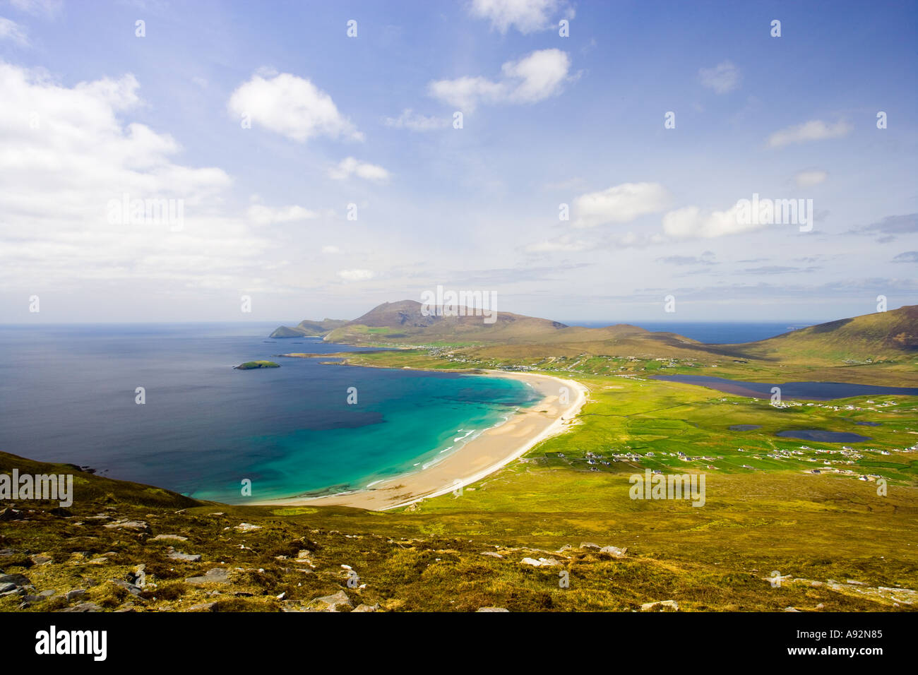 Keel Beach viewed from Moytoge Head Achill Island County Mayo Eire Stock Photo