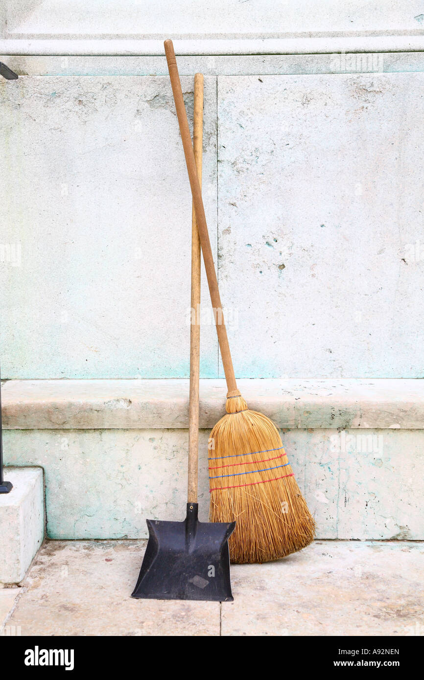 Dust pan and a broom Stock Photo Alamy