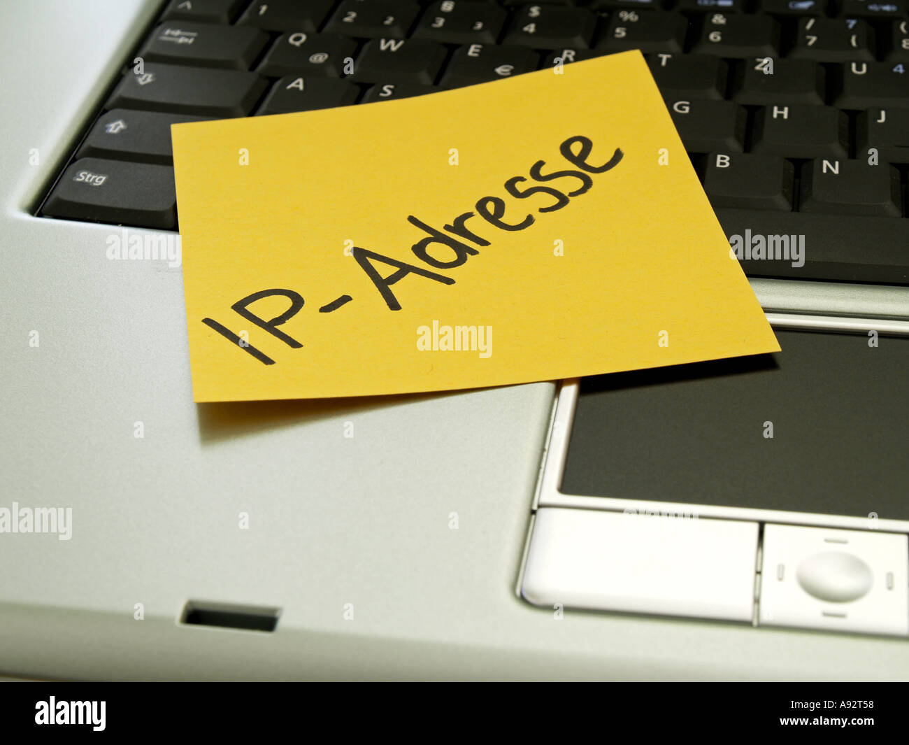 memo note on notebook, IP-address Stock Photo