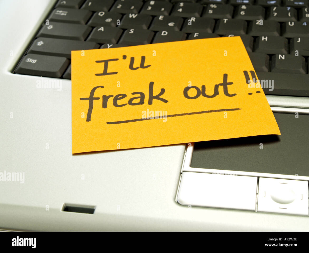 memo note on notebook I ll freak out Stock Photo