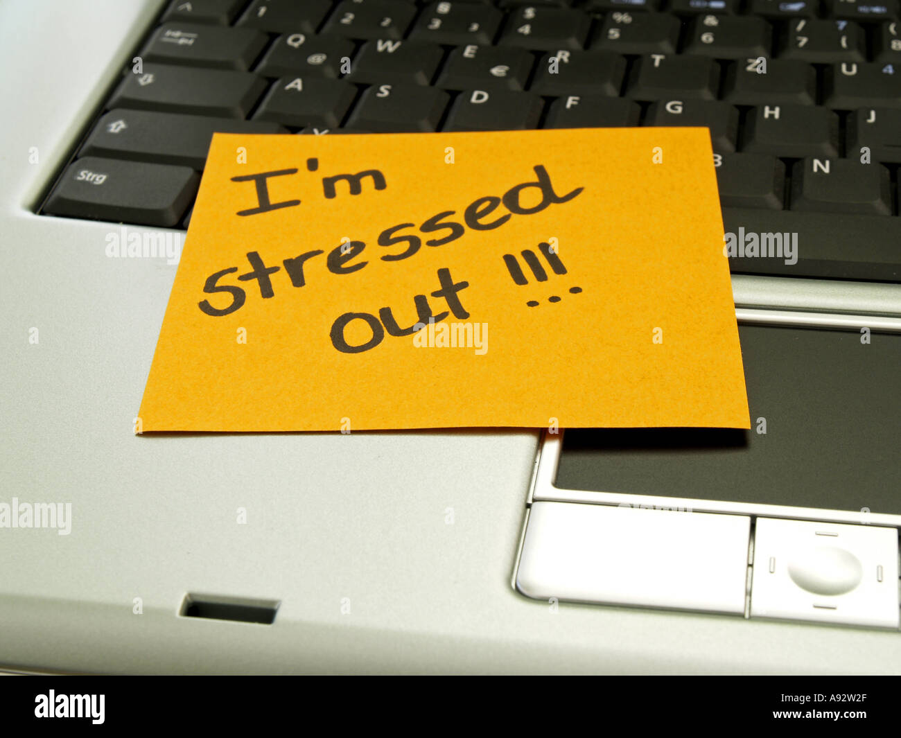 memo note on notebook I m stressed out Stock Photo