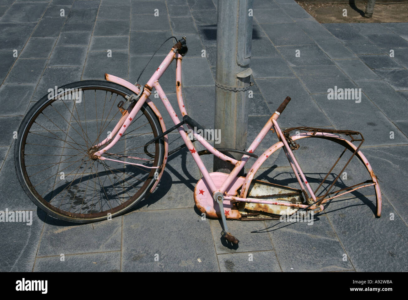 Forgotten bicycle Barcelona Spain Stock Photo