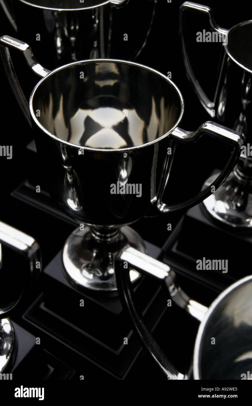 siver cups trophies Stock Photo