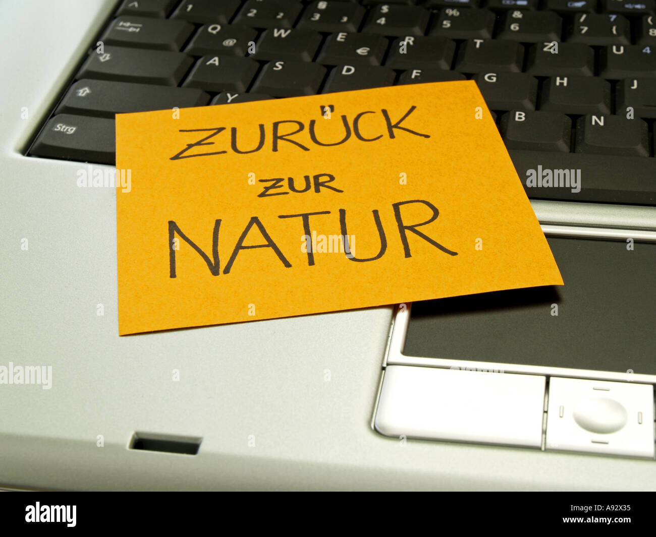 memo note on notebook back to nature Stock Photo