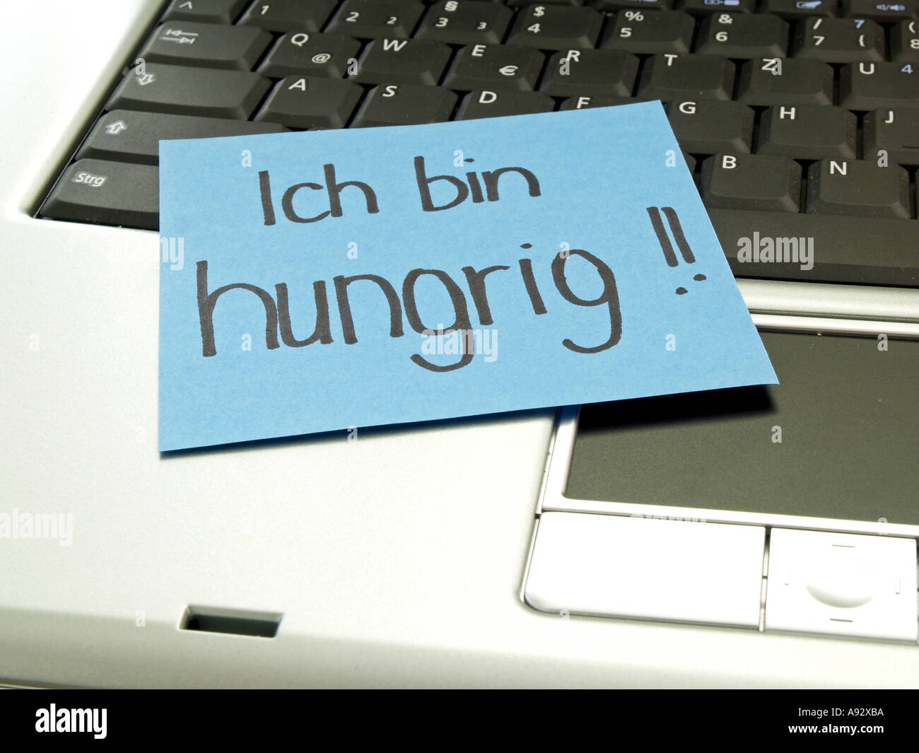 memo note on notebook, I´m hungry Stock Photo