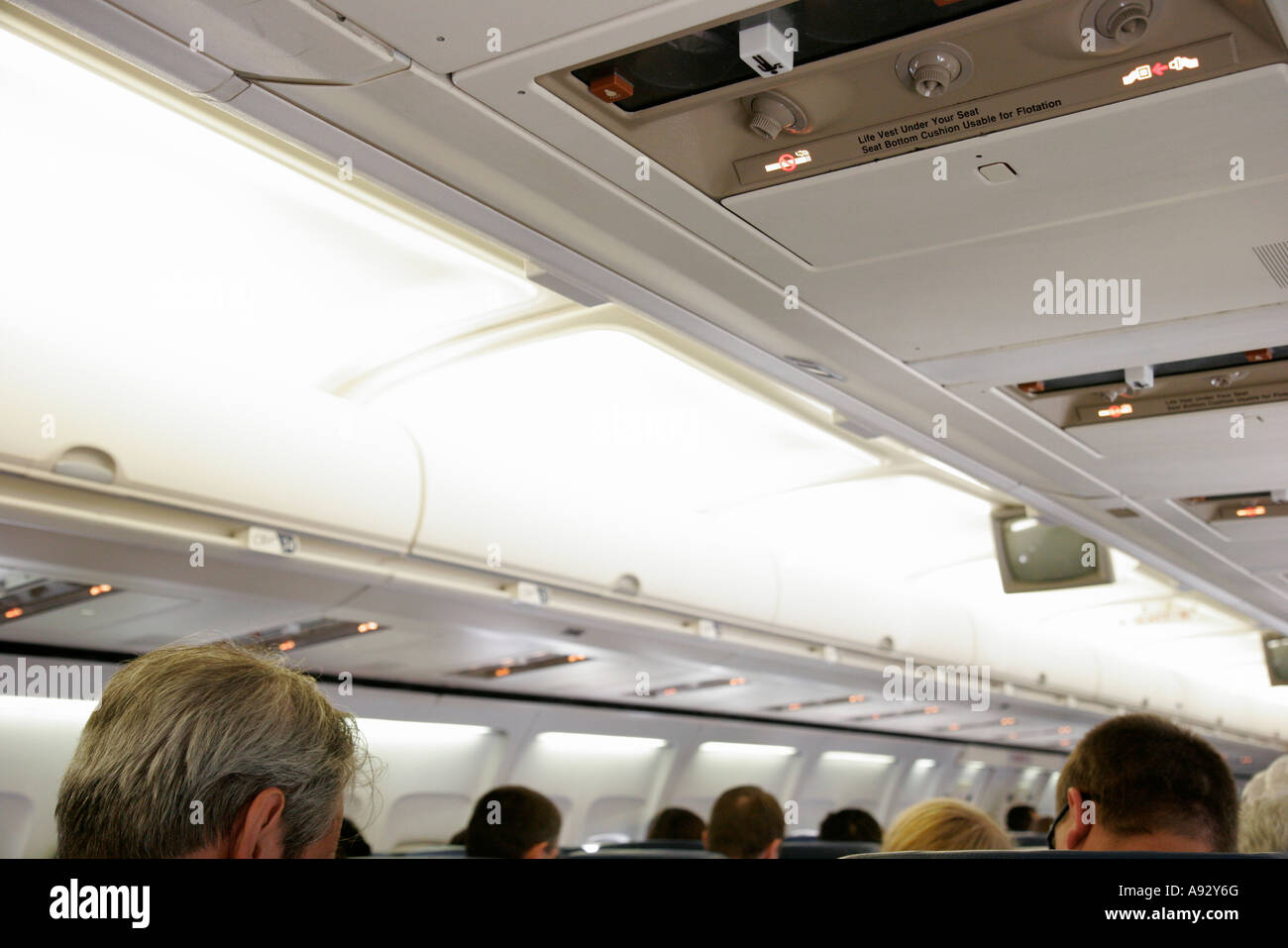 Miami Florida Airport onboard Delta Airlines flight passenger seated Stock Photo 12233271 Alamy
