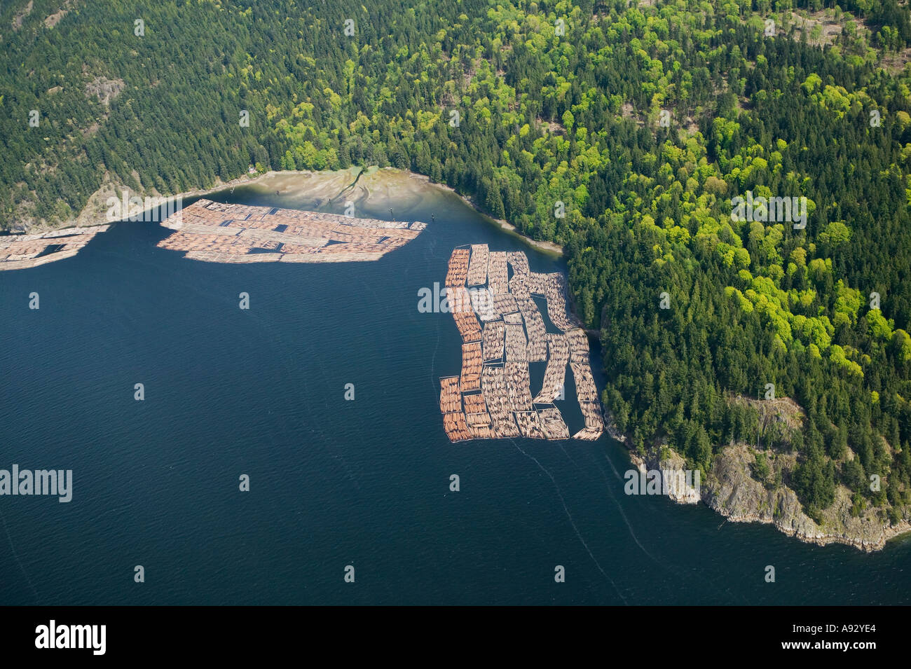 Log booms Gambier Island British Columbia Canada Stock Photo Alamy