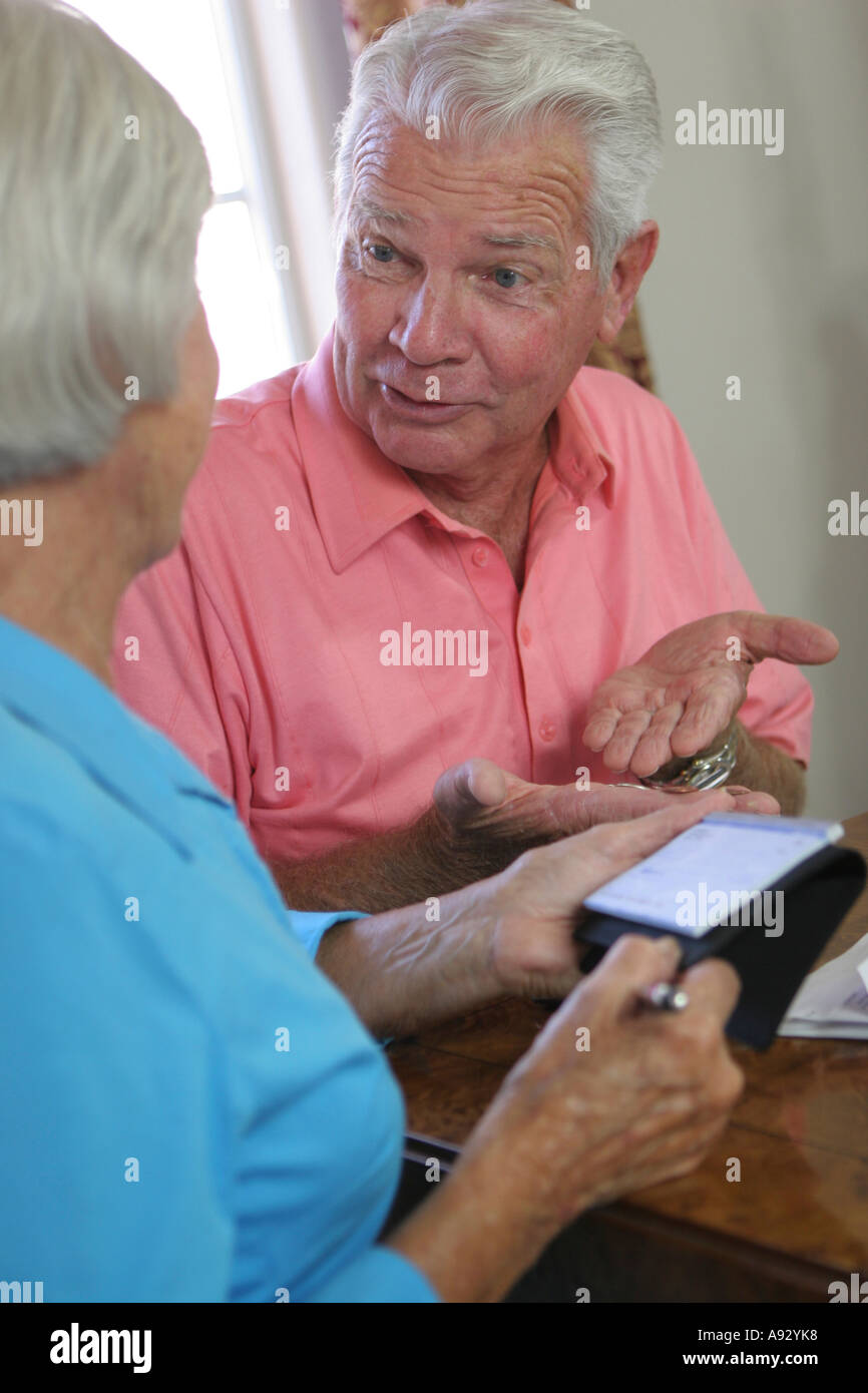 Close-up of a senior couple talking to each other Stock Photo