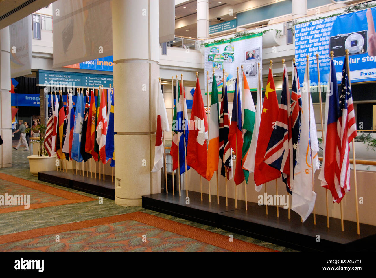 International flags on display at the Orange County Convention Center