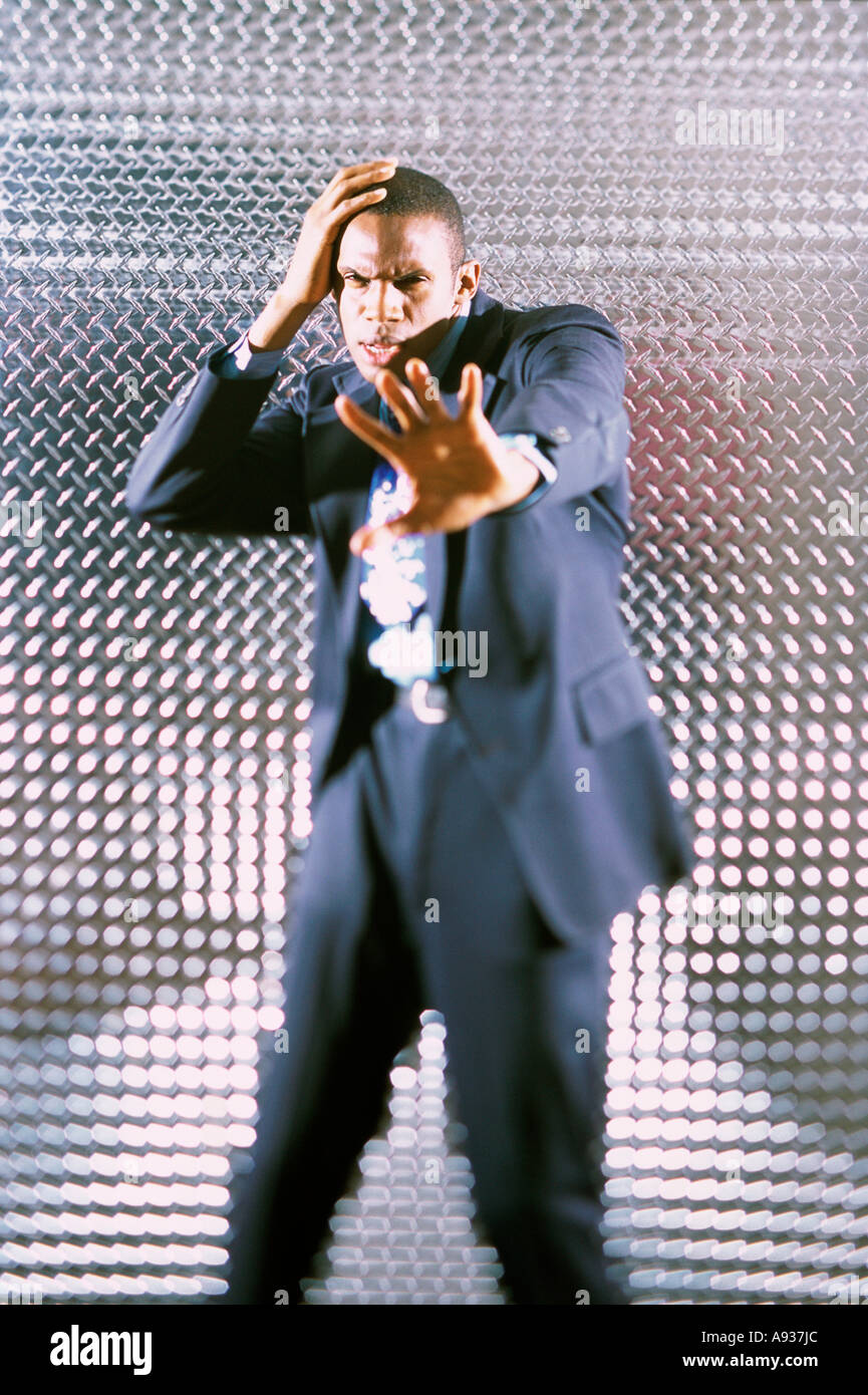 Portrait of a businessman making a stop gesture Stock Photo