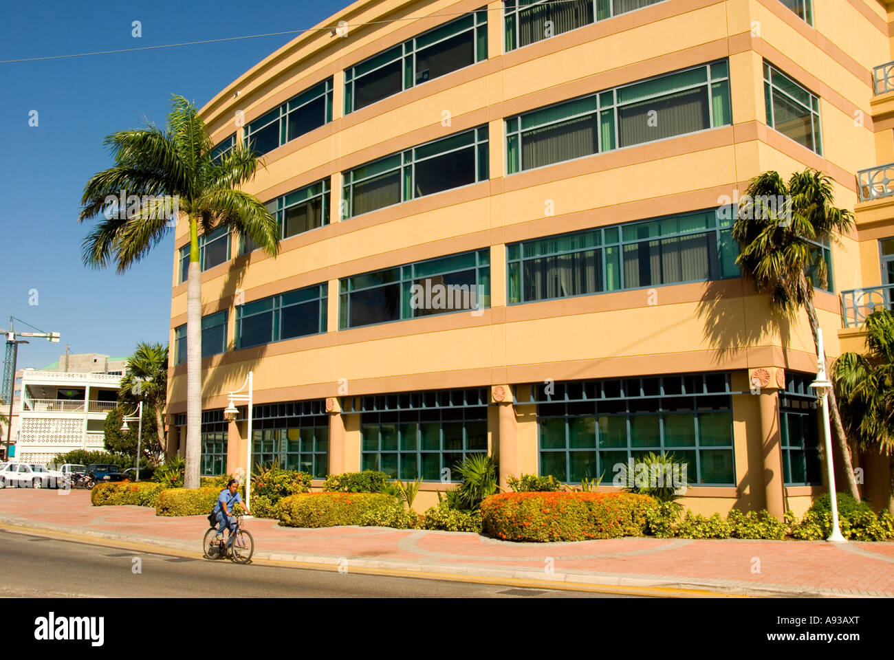 George Town Grand Cayman business district offices stores Stock Photo