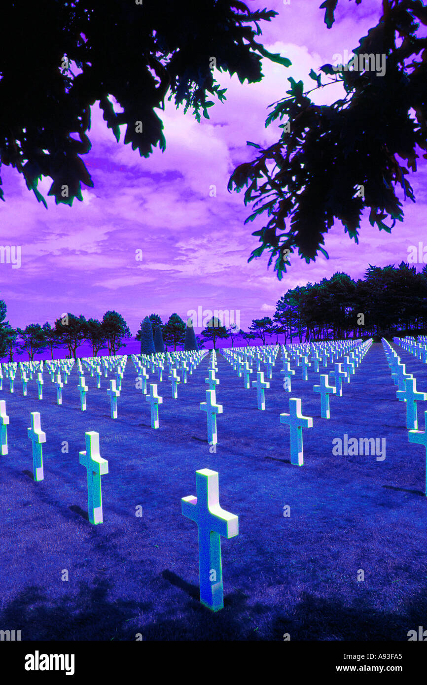 Famous cemetery in Normandy France Stock Photo