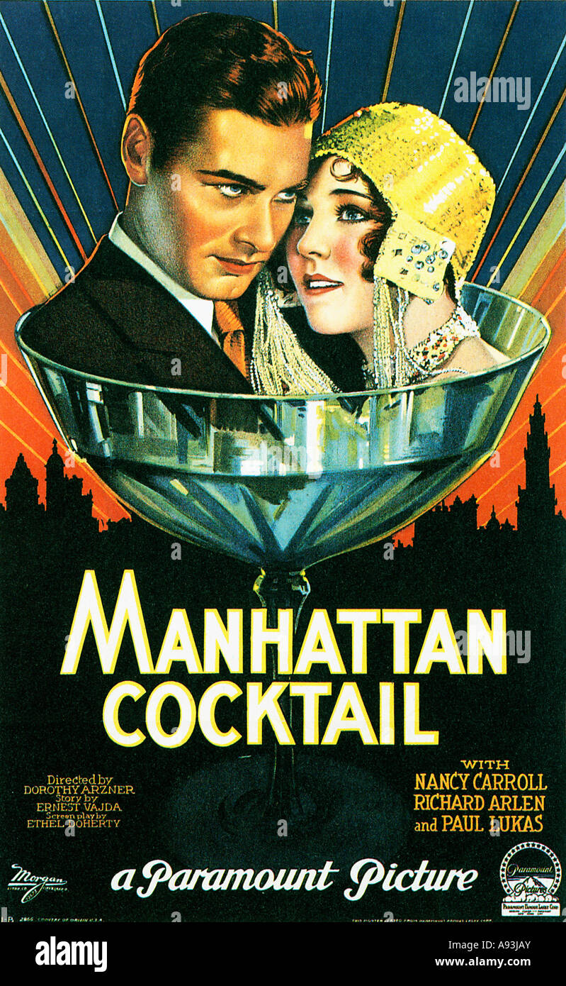 Manhattan Cocktail splendid poster for the 1928 movie melodrama now sadly lost from sight Stock Photo
