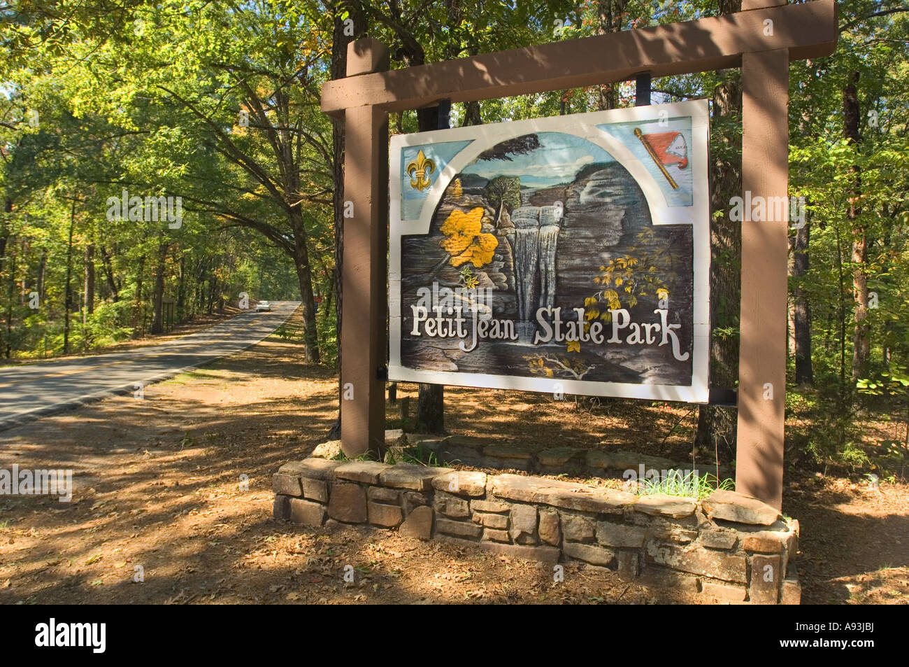 Sign for Petit Jean State Park near Morrilton Arkansas Stock Photo Alamy