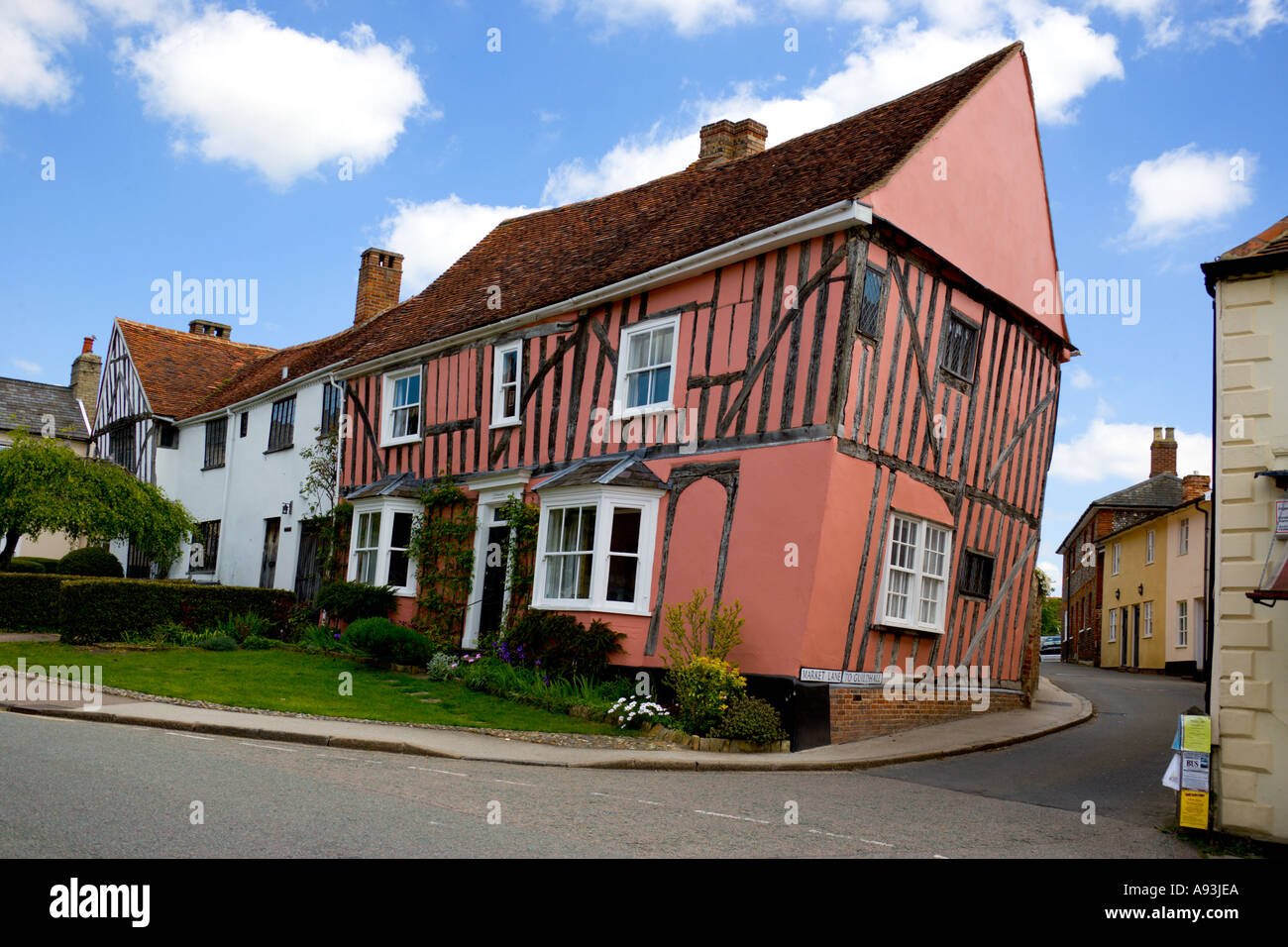 Leaning Tudor house in the ancient wool town of Lavenham Suffolk