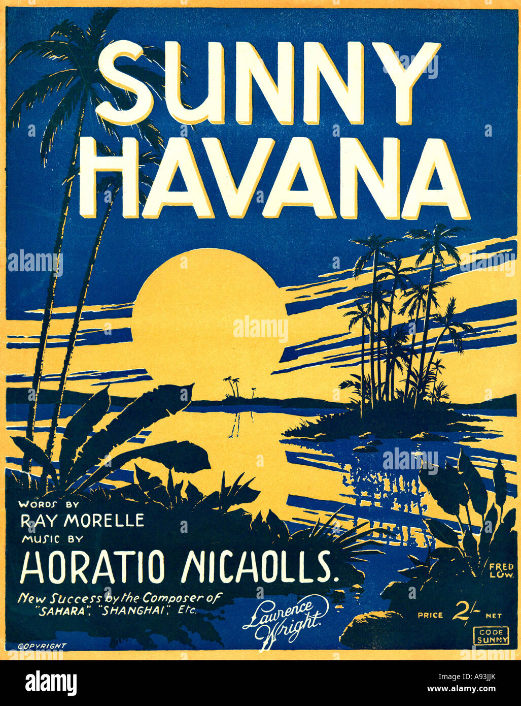 Sunny Havana English music sheet cover from 1925 for a popular song ...