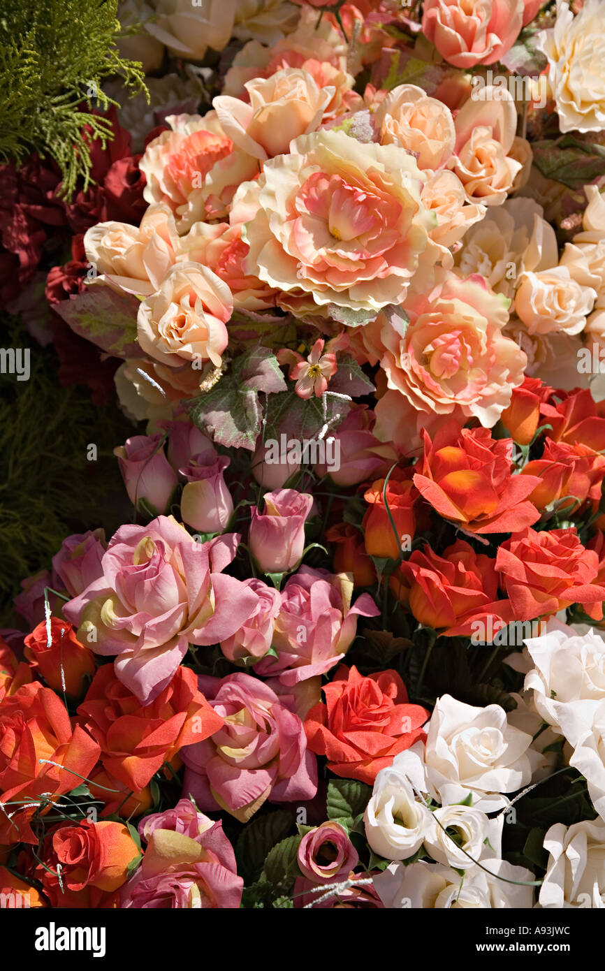 Artificial rose flowers Stock Photo