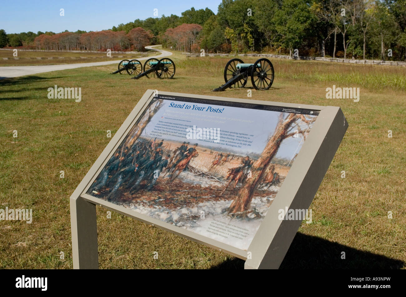 Pea Ridge Ar Sign for Pea Ridge National Military Park near Garfield, Arkansas Stock ...