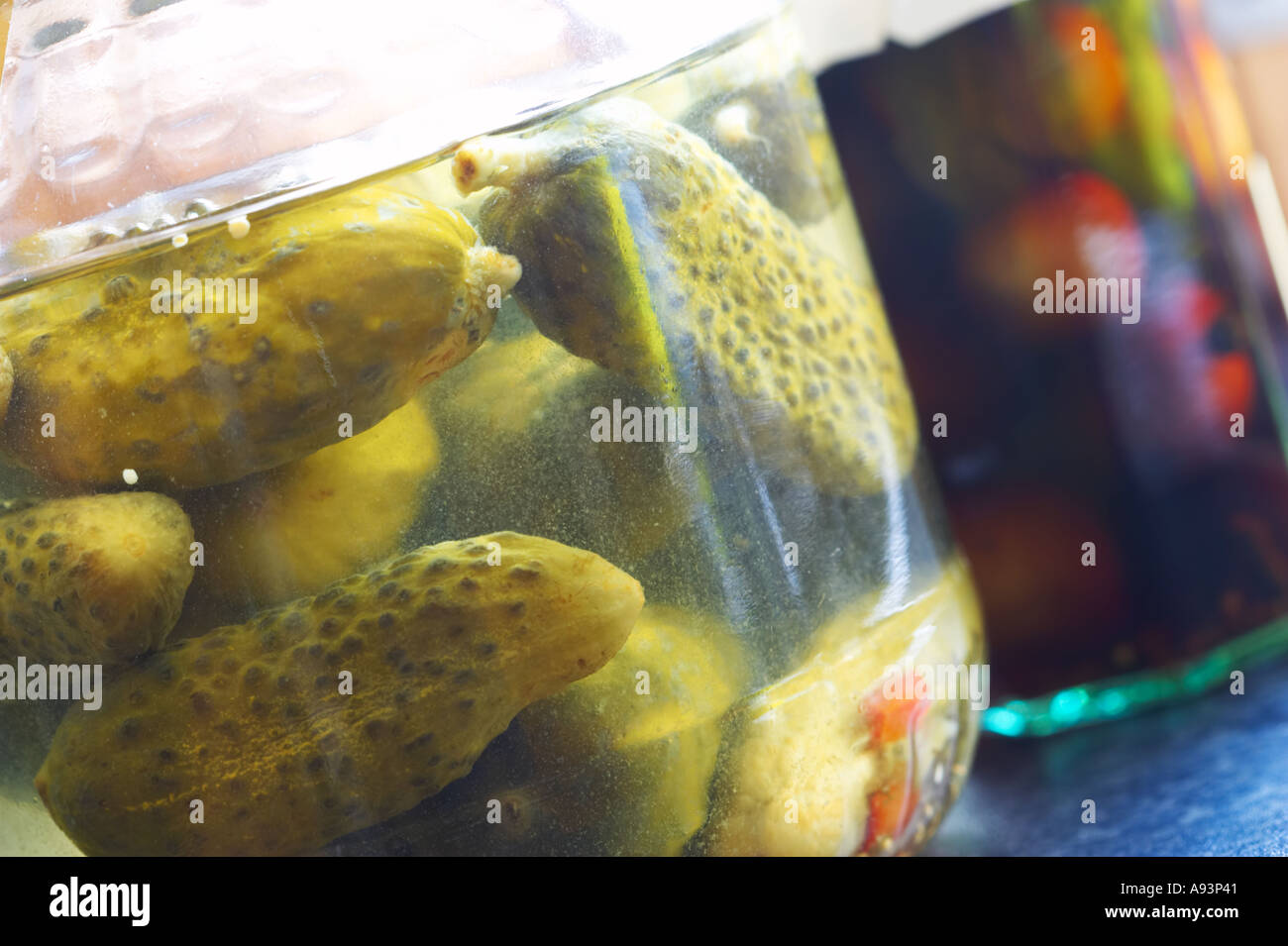 Pickled Gherkins Jar of Stock Photo