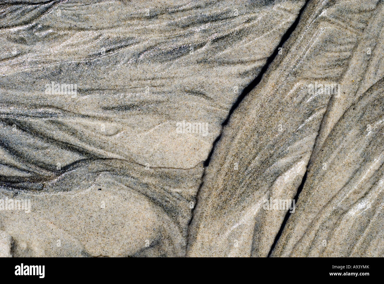 Loughros Point Ardara County Donegal Ireland Patterns made by water in sand on the beach Stock Photo
