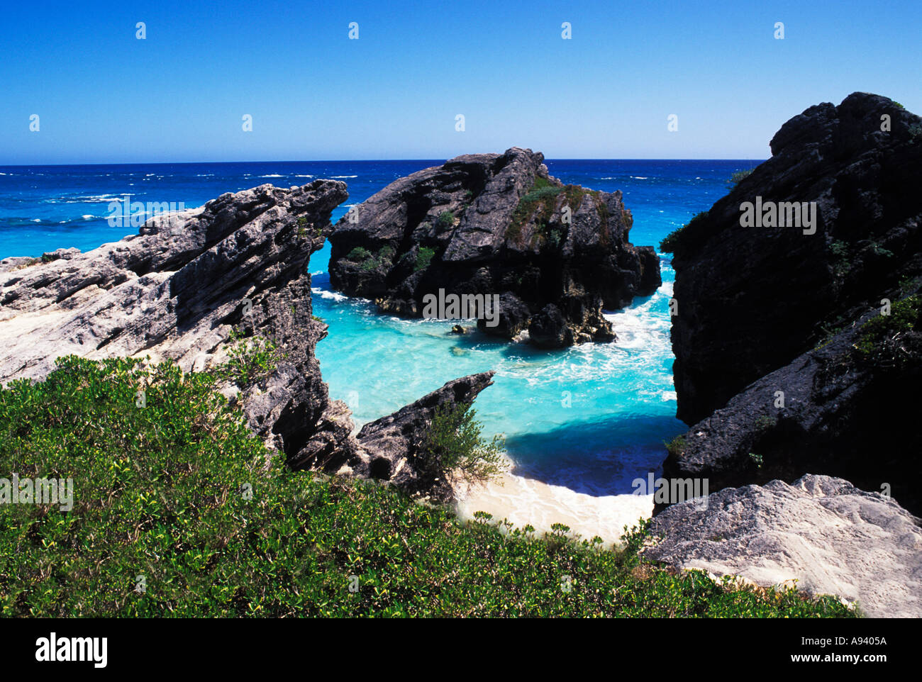Beautiful beach at Jobson s Cove in Bermuda Stock Photo Alamy