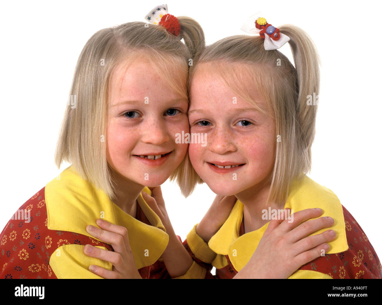 Blond twin girls Stock Photo