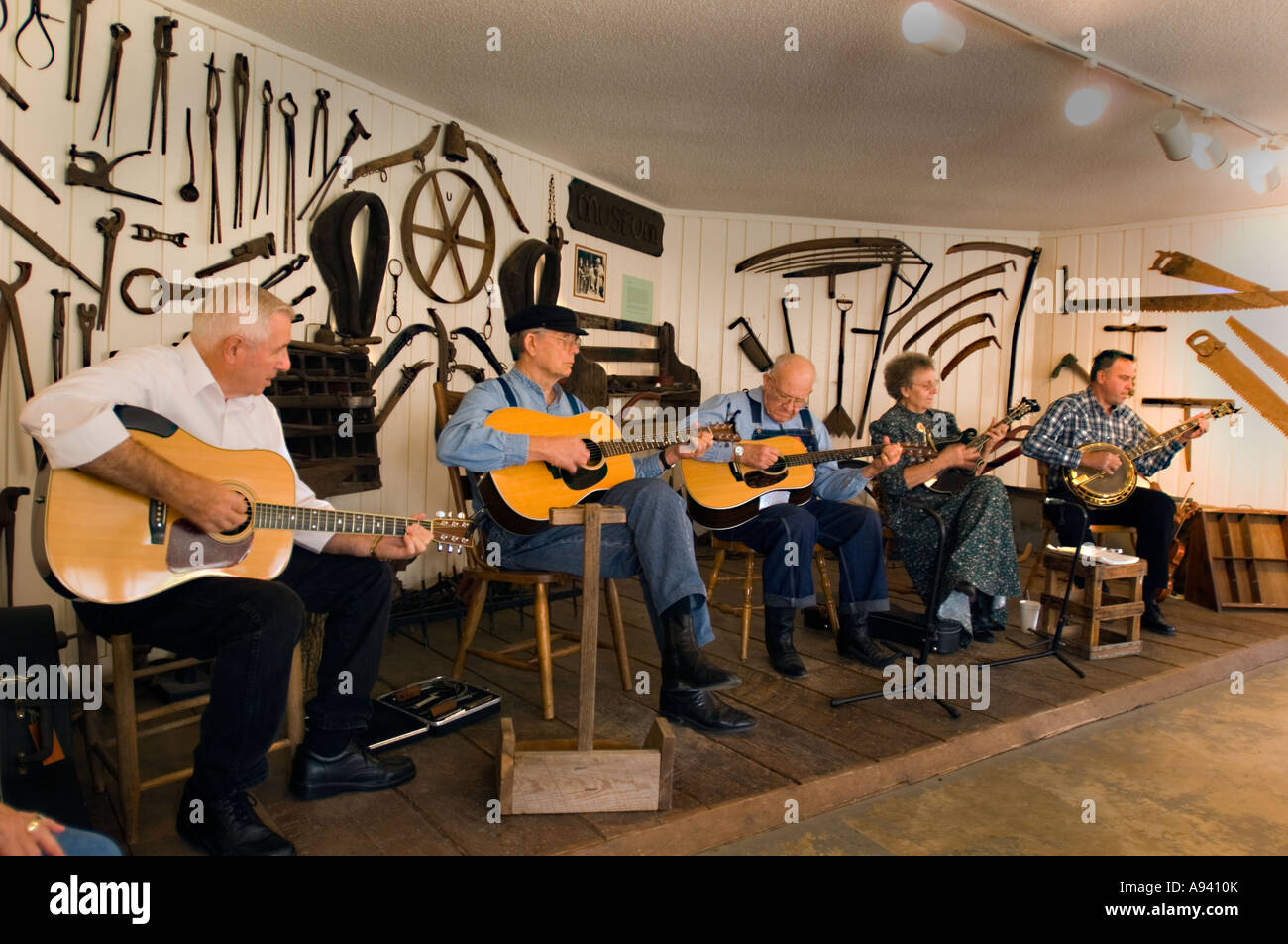 Folk musicians performing at a concert at the Ozark Folk Center State