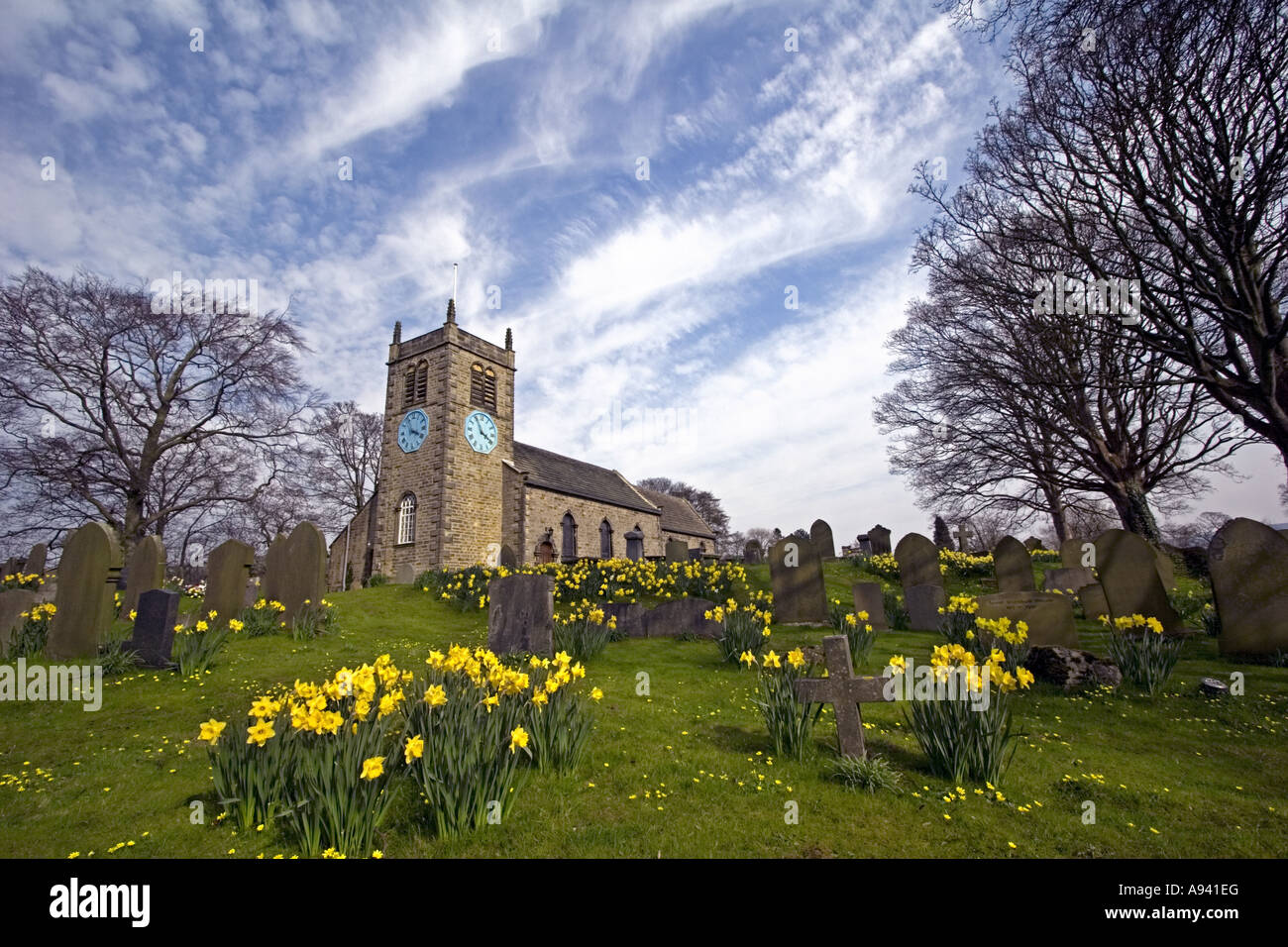 St Peter's Church Addingham, Yorkshire, in the spring Stock Photo Alamy