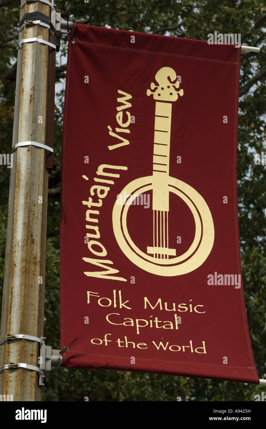 Sign for Mountain View AR Folk Music Capital of the World Stock Photo