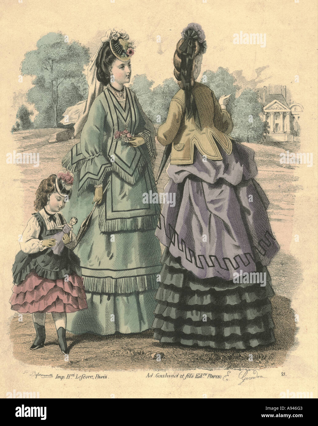 Fashion plate circa 1871 Stock Photo