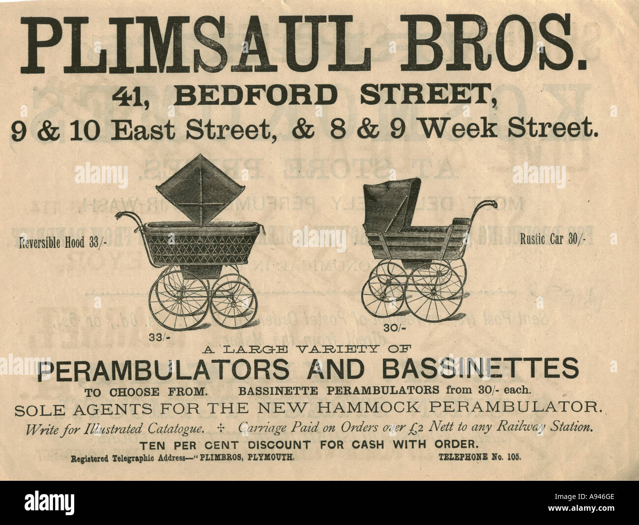 Perambulator advertisement circa 1880 Stock Photo