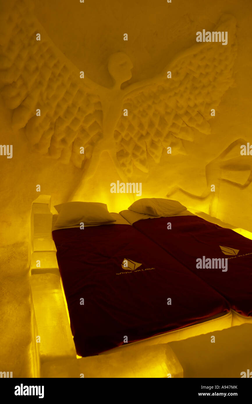 Igloo Bed room, Lainio Snow Village, Yllas, Finland (Lapland Stock Photo Alamy