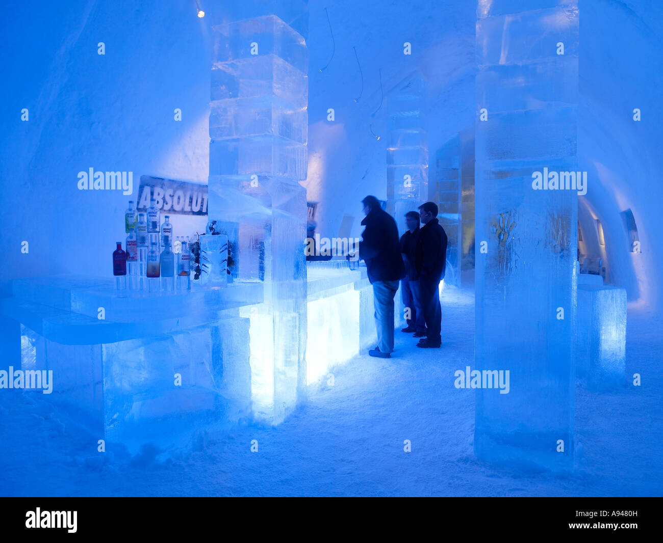 Ice Bar, Ice Hotel, Jukkasjarvi, Kiruna, Lapland, Sweden Stock Photo