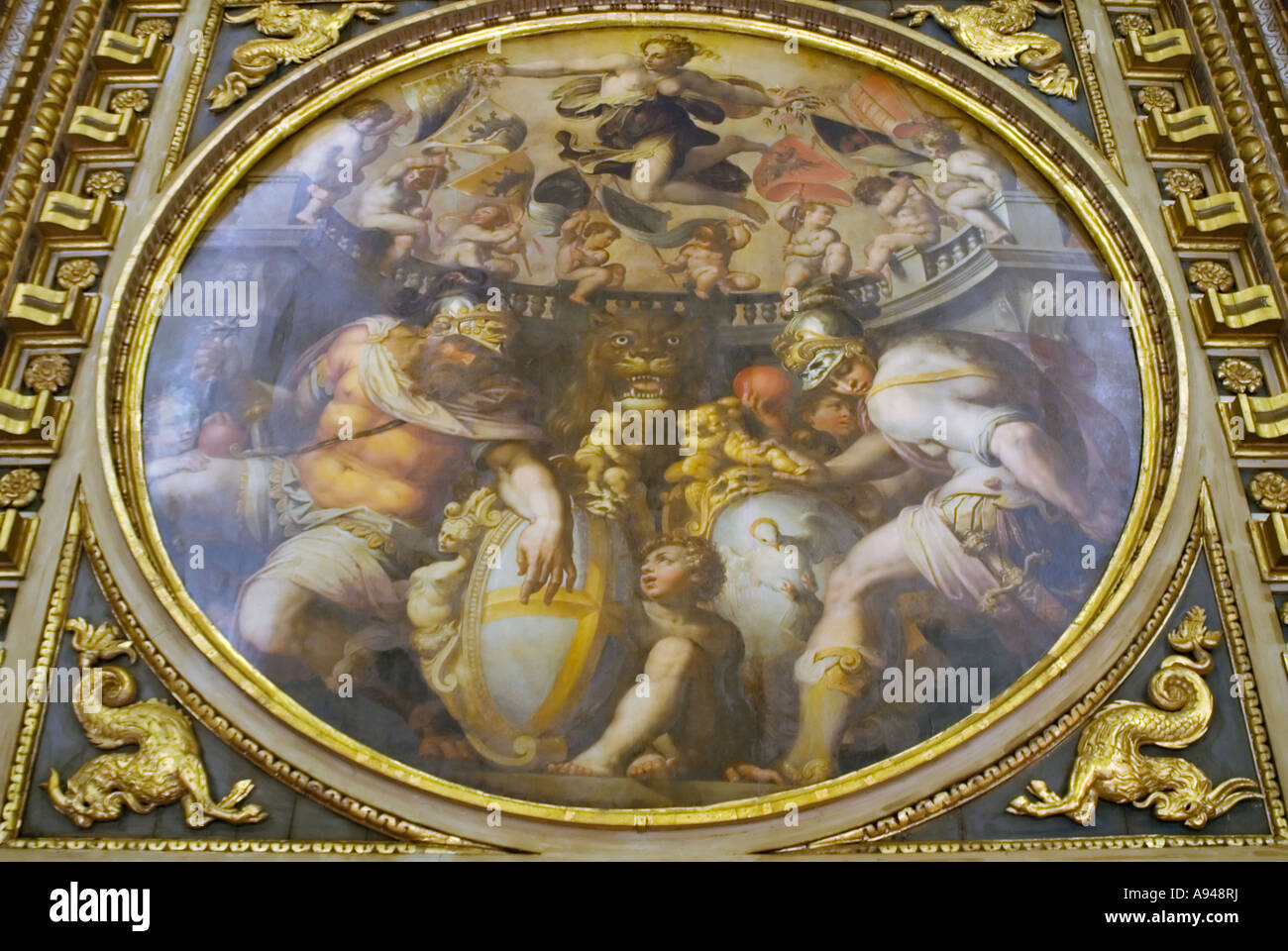 Horizontal Close Up Of A Great Renaissance Painting Adorning