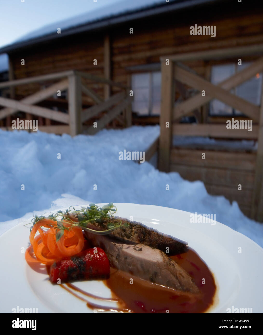 Reindeer Dinner at Homestead Restaurant Stock Photo
