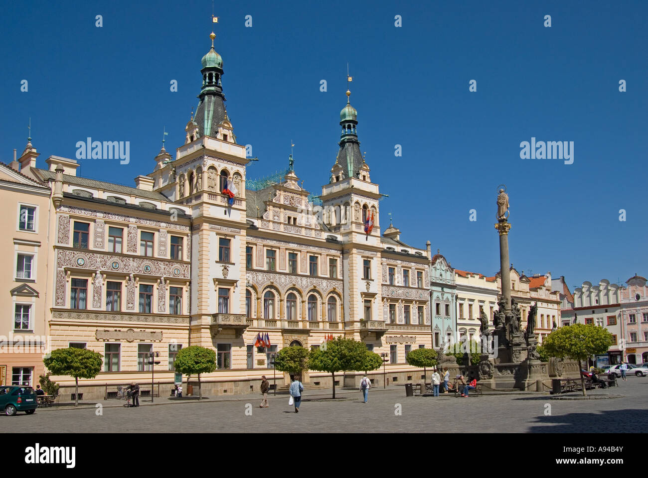 Pardubice, East Moravia, Czech Republic. Radnice (Town Hall) in Perstynovo namesti (main square) Stock Photo