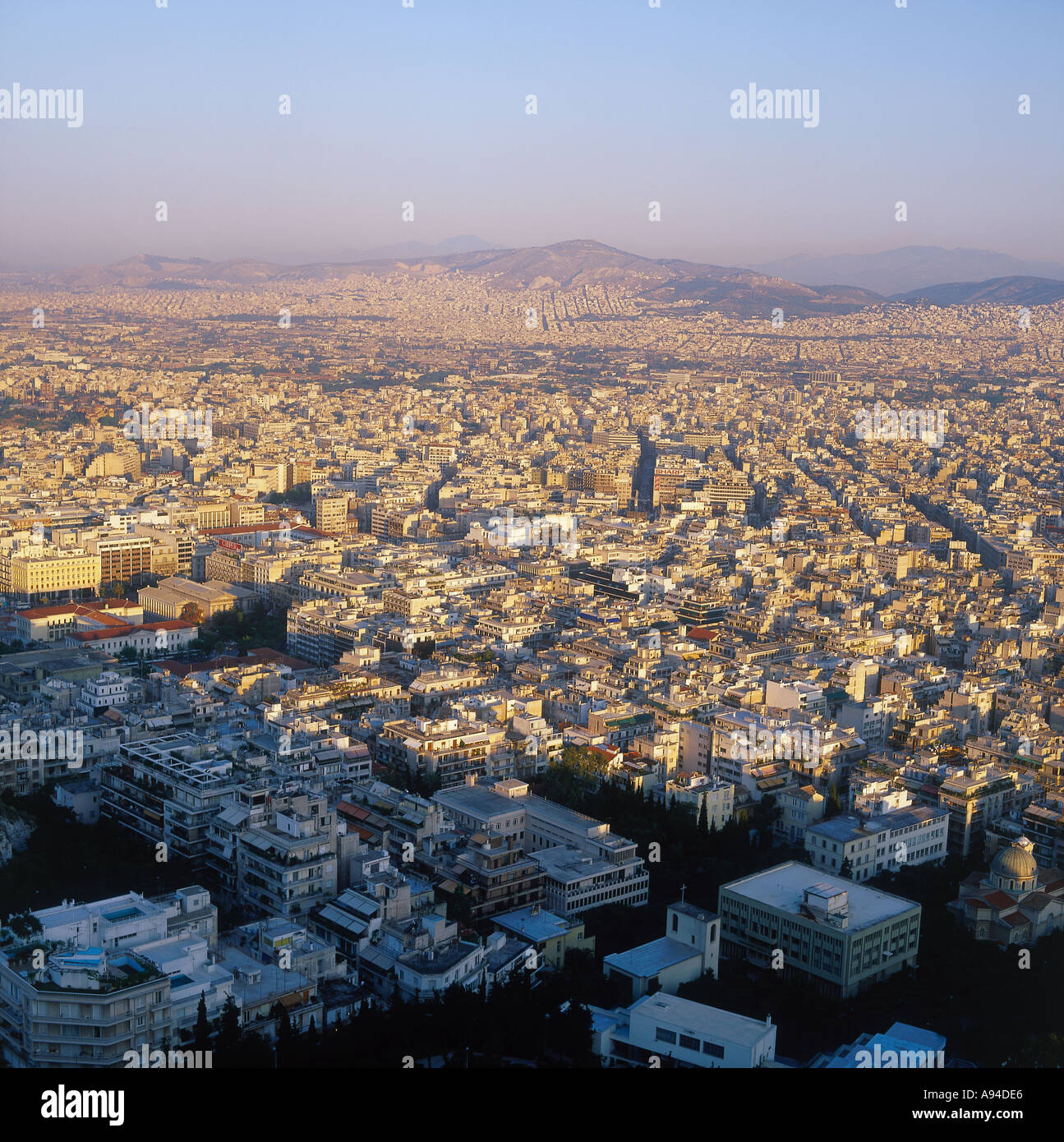 View over the city from Lycabettus hill, ATHENS GREECE. Stock Photo