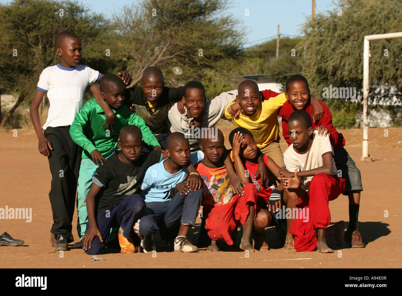 Group of boys posing for a team picture Gaborone Botswana Stock Photo