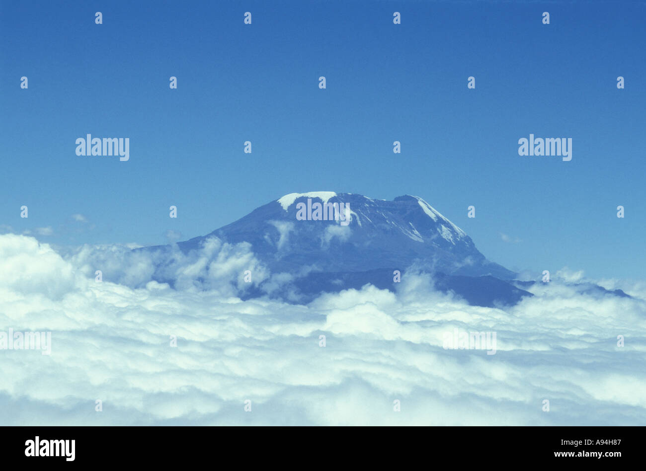 Aerial view of summit of Kilimanjaro Africas highest peak in northern Tanzania East Africa Stock Photo