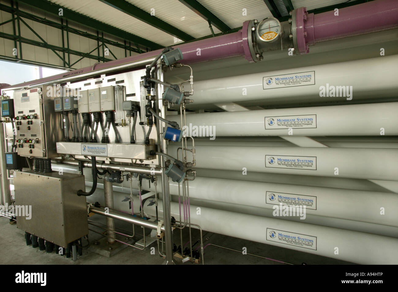 Reverse osmosis membrane units. Stock Photo