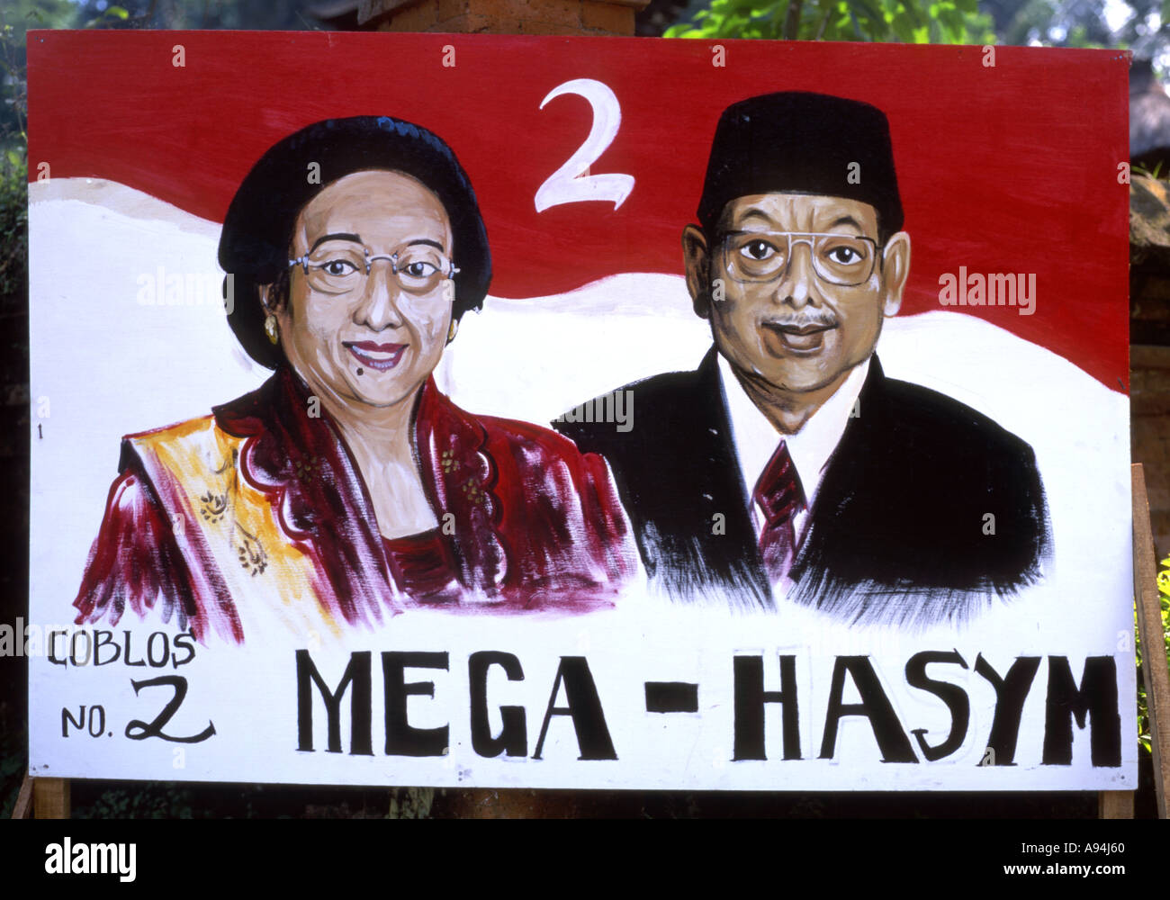 Large hand painted political poster Bali Indonesia Stock Photo