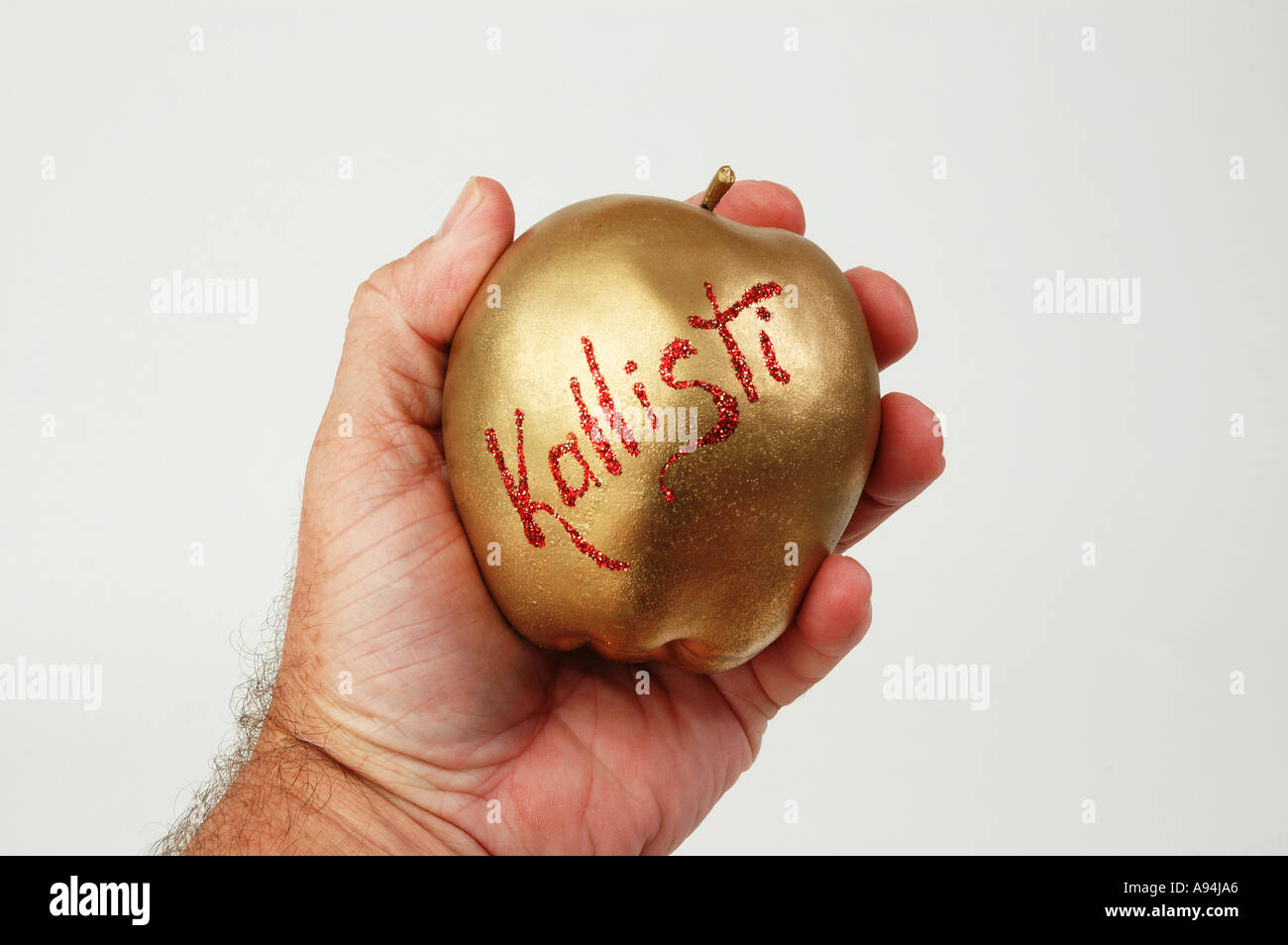 The golden Apple of Kalissta Greek goddess of disorder and confusion dsca 3861 Stock Photo