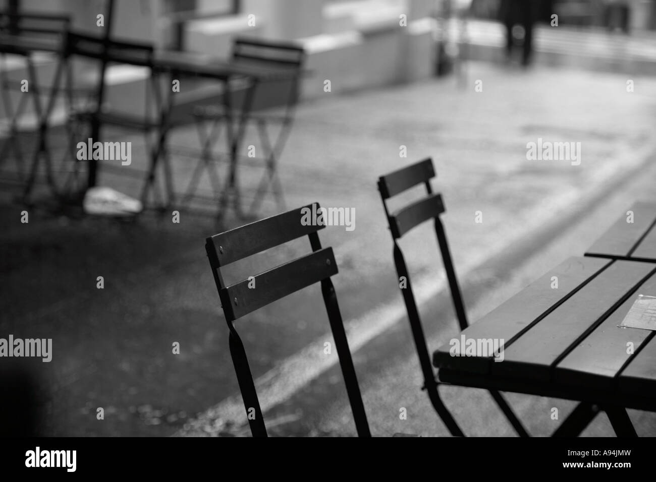 Cafe chair and table Black and White Stock Photos & Images - Alamy