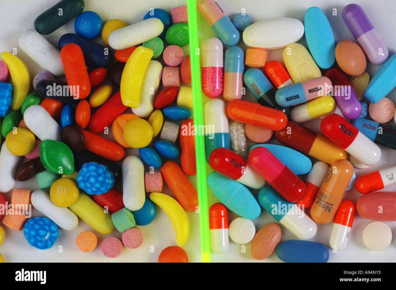comparison of candy and drugs dsca 3107 Stock Photo 3998996 Alamy