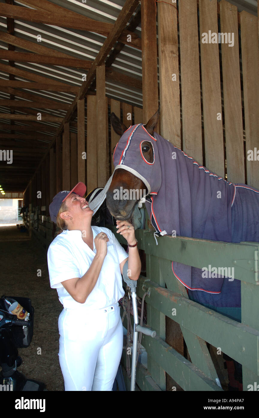 Disabled dressage rider and her mount Stock Photo - Alamy