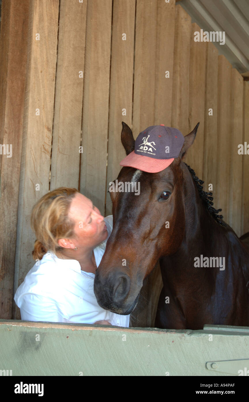 Disabled dressage rider and her mount Stock Photo - Alamy