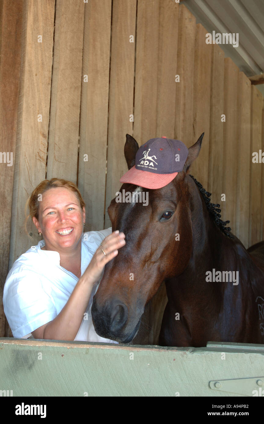 Disabled dressage rider and her mount Stock Photo - Alamy
