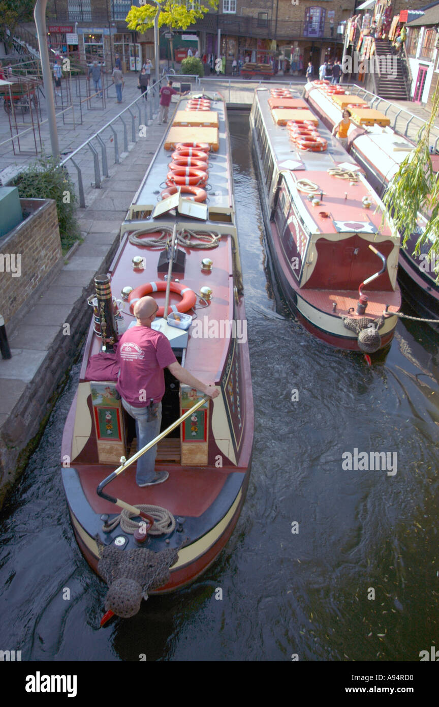 barges in a mooring birth at Camden Lock Stock Photo