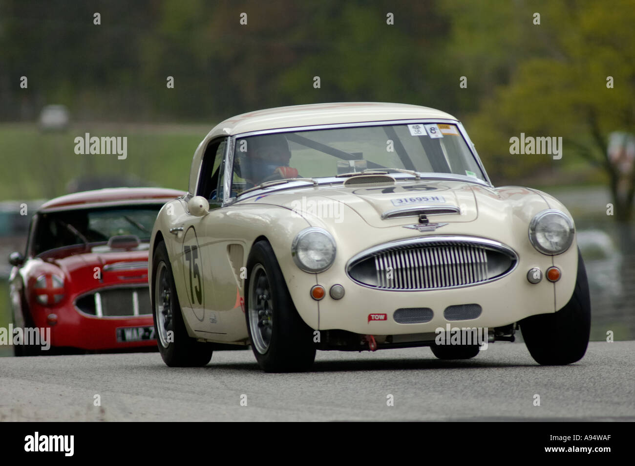 Peter Jackson races his 1964 Austin Healey 3000 at the Vintage GT Challenge at Road America 2005 Stock Photo